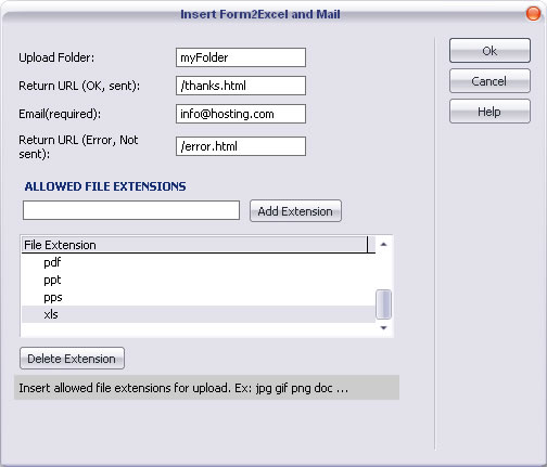 Form to Excel insertion